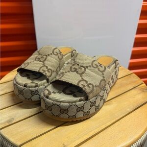 Gucci Women's Tan Platform Slides